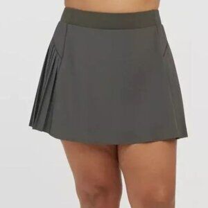 Spanx Dark Palm Green Booty Boost 14" Pleated Skort
